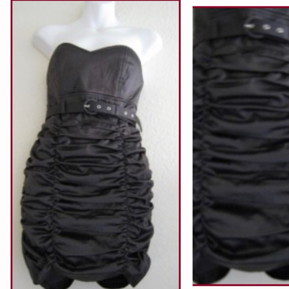Y2K Ruched Satin Bodycon DRESS S
